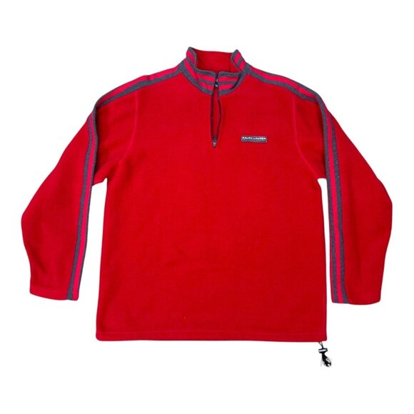 Vintage Polo Jeans Co. Ralph Lauren Red Quarter-Zip Fleece Pullover XL USA Made - Picture 1 of 5